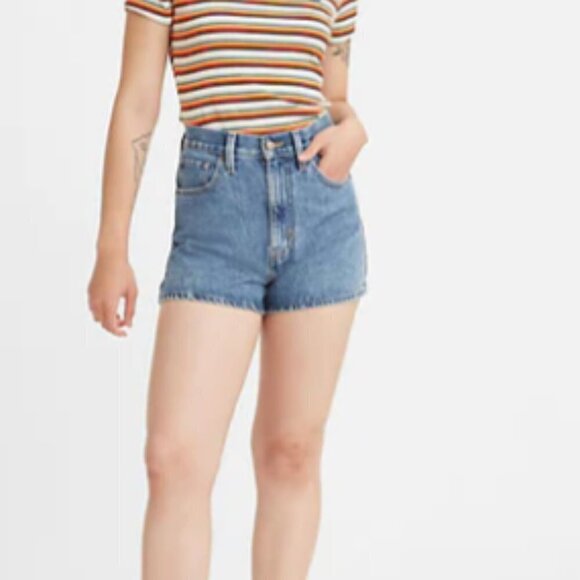NWT Levi's Women's High Waisted Mom Shorts, Amazing-Medium Indigo - Picture 1 of 4
